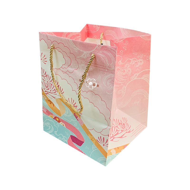 Lyserøde slikposer med Golden Håndtes Kraft Papir Bags Party Bags