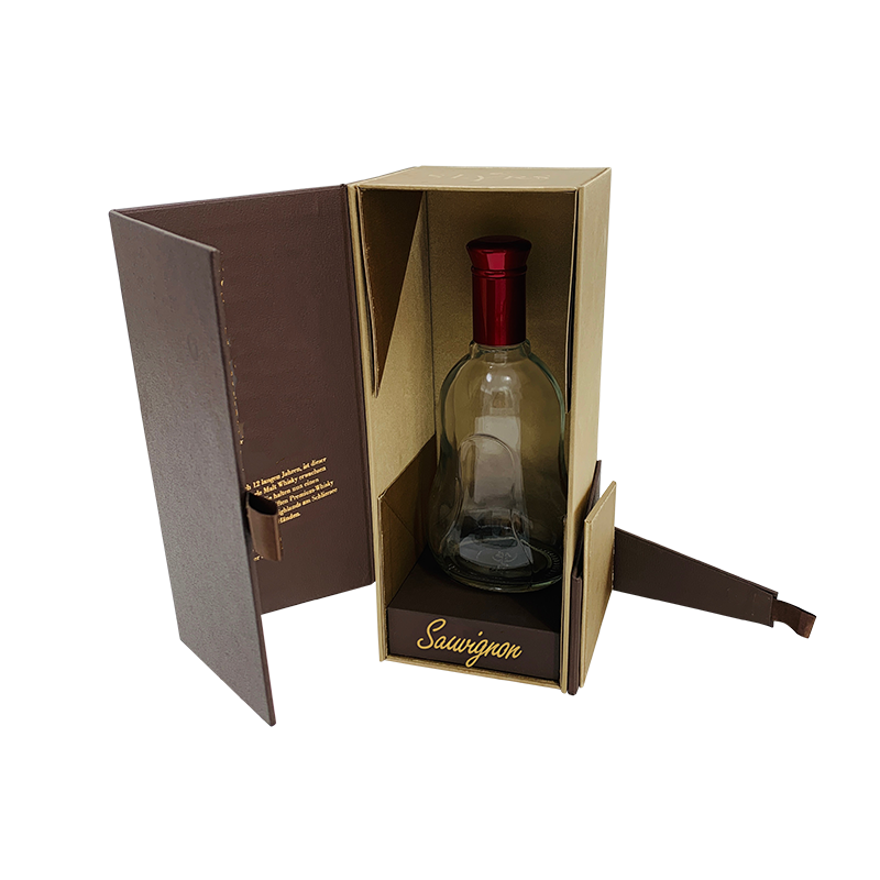 Brun sammenklappelig magnetisk lukning gaveæske til whisky